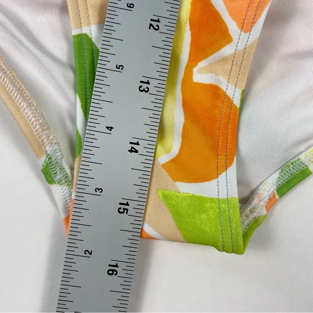 Old Navy Bikini Swim Bottoms Women XXL White Colorful Tropical High Rise Beachy